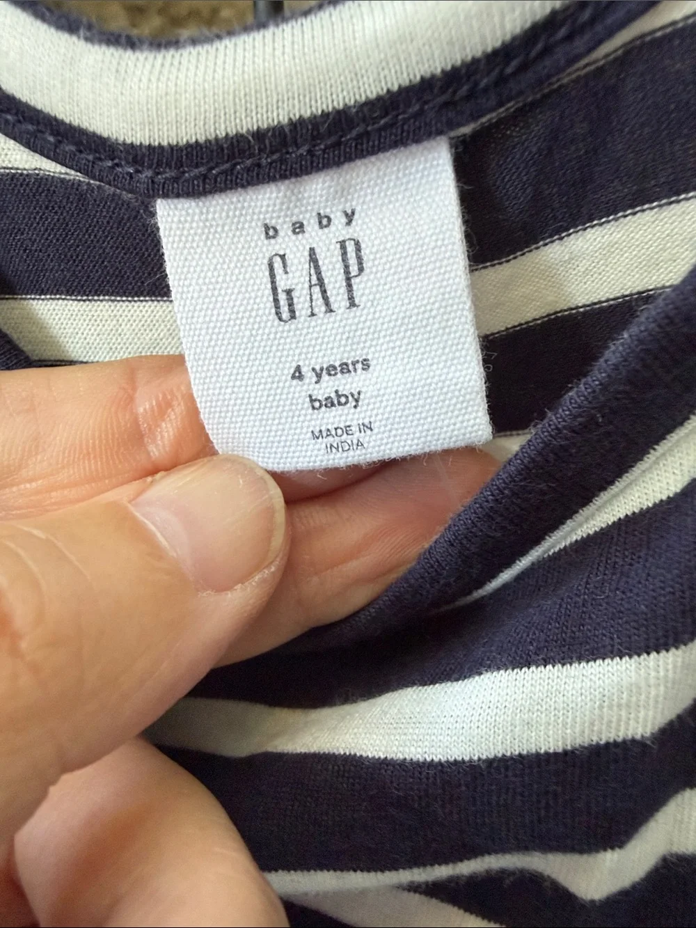 GAP Navy and White Striped Long-Sleeve Casual Dress